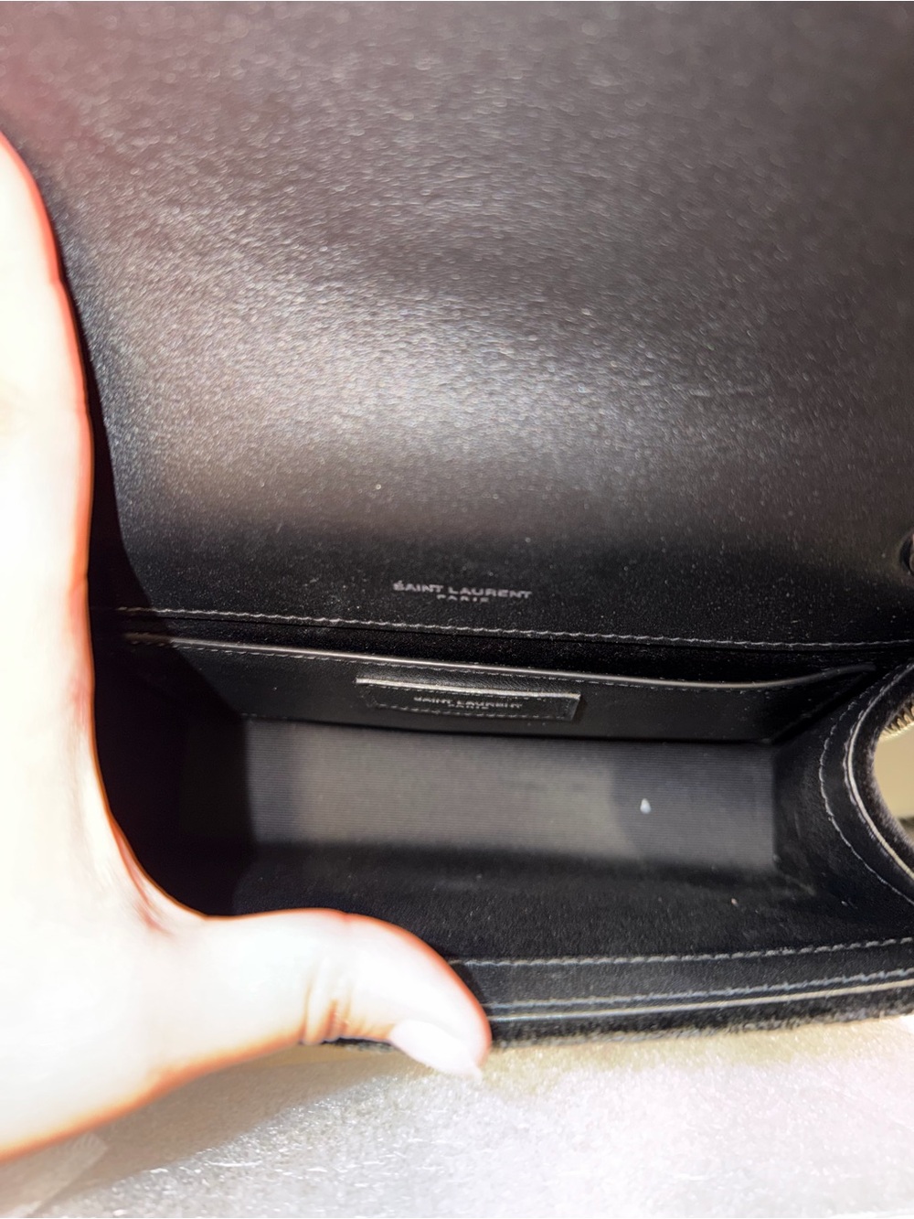New! Saint Laurent Black Velvet
Crossbody Bag with Crystal Accents - Picture 12 of 15